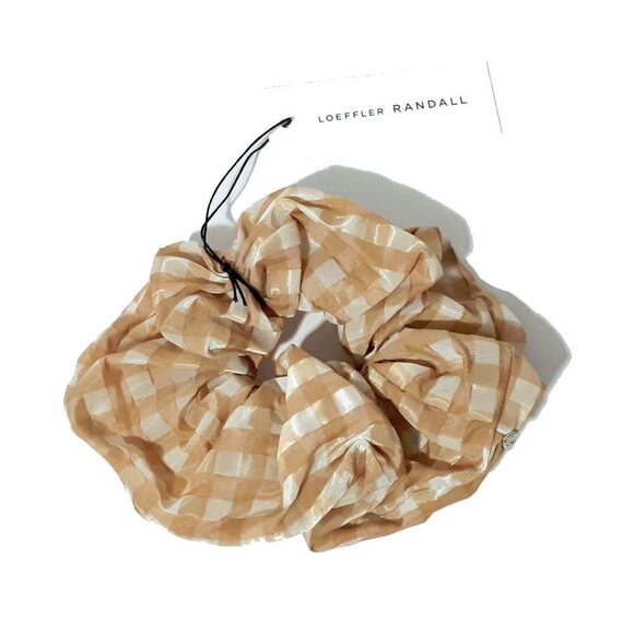 NWT Loeffler Randall mustard gingham scrunchie hair tie - Picture 7 of 9
